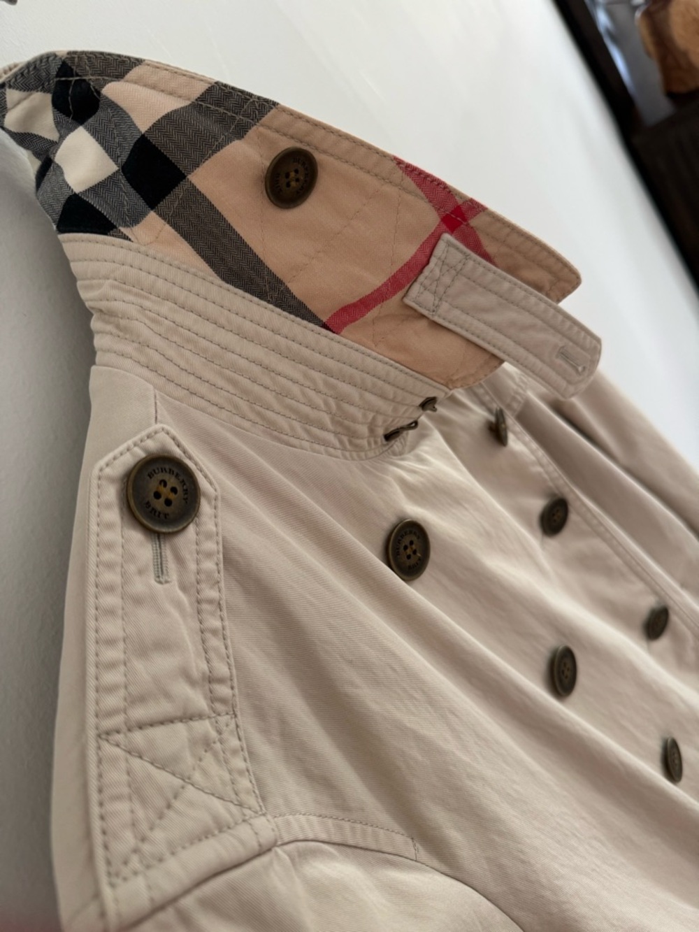 Burberry Brit Trench Coat Beige Nova Check Lined Belted US 14 UK 16 - Picture 12 of 17